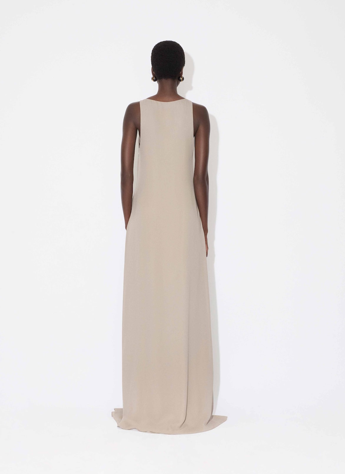 GEORGETTE RUFFLE DRESS ALAÏA DOVE GREY GEORGETTE RUFFLE DRESS